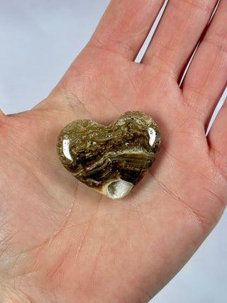 CHOCOLATE CALCITE HEART (1) Palmstone The Crystal Avenues 