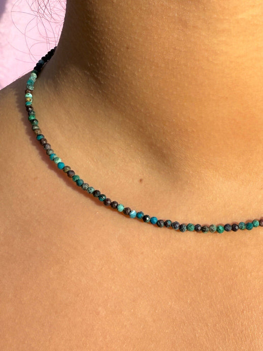 CHRYSOCOLLA FACET CHOKER NECKLACE Necklace The Crystal Avenues 