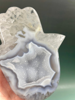DRUZY AGATE HAMSA - EXCLUSIVE QUALITY (B) The Crystal Avenues 