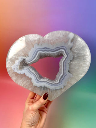 DRUZY AGATE XL HEART - EXCLUSIVE QUALITY (A) The Crystal Avenues 