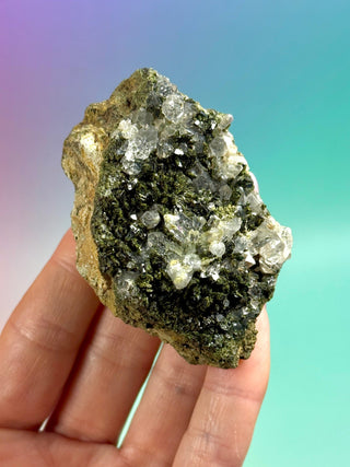 FAIRY FORREST EPIDOTE W. QUARTZ (15) Cluster The Crystal Avenues 