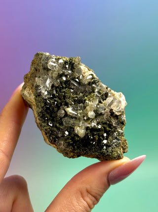 FAIRY FORREST EPIDOTE W. QUARTZ (15) Cluster The Crystal Avenues 