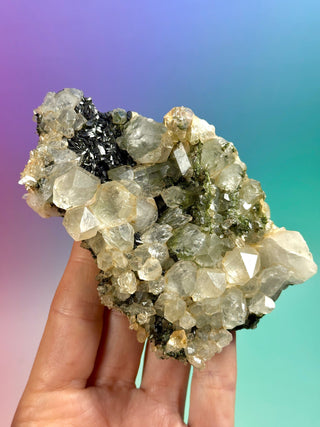FAIRY FORREST EPIDOTE W. QUARTZ (3) Cluster The Crystal Avenues 