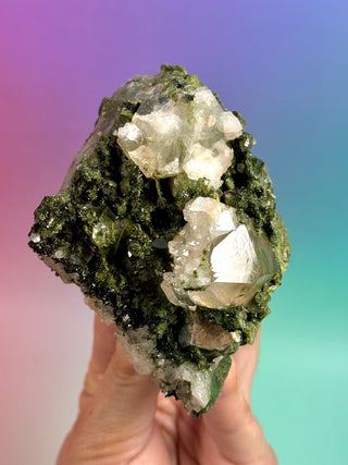 FAIRY FORREST EPIDOTE W. QUARTZ (4) Cluster The Crystal Avenues 