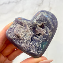 Load image into Gallery viewer, GRAPE AGATE HEART - HAND CARVED (2) The Crystal Avenues 
