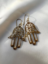 Indlæs billede til gallerivisning HAMSA BRASS EARRINGS - LARGE The Crystal Avenues 
