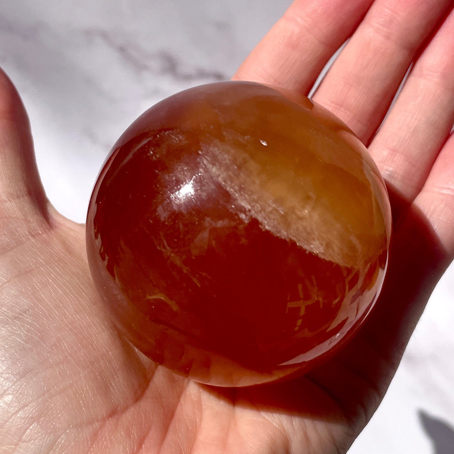 Top 77 mm Honey Calcite Sphere on Stand // Honey Calcite // Calcite Crystal // Cancer Zodiac // Root Chakra // Sacral Chakra // Third Eye