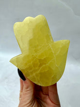 Load image into Gallery viewer, LEMON CALCITE HAMSA (2) Palmstone The Crystal Avenues 
