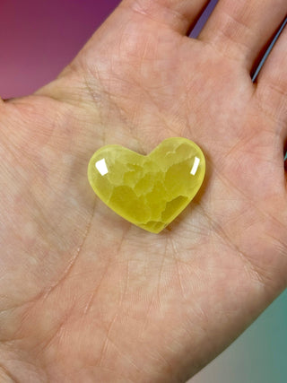 LEMON CALCITE HEART (3) Heart The Crystal Avenues 