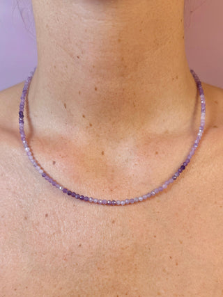 LEPIDOLITE FACET CHOKER NECKLACE Necklace The Crystal Avenues 