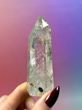 MAGIC TOWER - Black Tourmaline & Actinolite Rutile Quartz (U) Tower The Crystal Avenues 