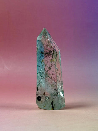MAGIC TOWER - Black Tourmaline & Actinolite Rutile Quartz (U) Tower The Crystal Avenues 