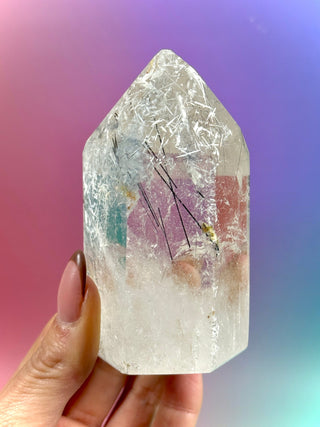 MAGIC TOWER - Black Tourmaline Rutile Quartz w. Epidote (3) The Crystal Avenues 