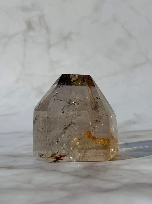 MAGIC TOWER - Champagne Smokey Quartz w. Golden Healer (4) Druze The Crystal Avenues 