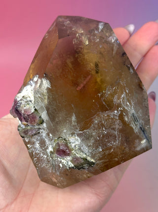 MAGIC TOWER - Champagne Smokey Quartz with rare Watermelon Tourmaline (C) Druze The Crystal Avenues 