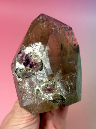 MAGIC TOWER - Champagne Smokey Quartz with rare Watermelon Tourmaline (C) Druze The Crystal Avenues 