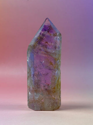 MAGIC TOWER - Golden Healer Quartz and Smokey Amethyst (H) tumble stone The Crystal Avenues 