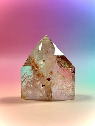 MAGIC TOWER - Golden Healer Quartz w. Black Tourmaline Rutile (18) tumble stone The Crystal Avenues 
