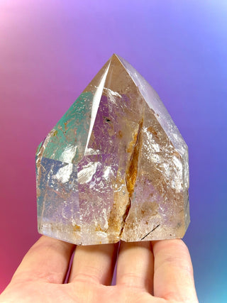 MAGIC TOWER - Golden Healer Quartz w. Black Tourmaline Rutile (18) tumble stone The Crystal Avenues 