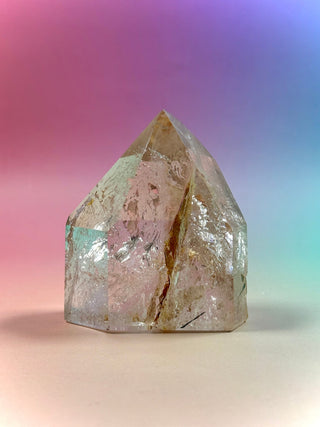 MAGIC TOWER - Golden Healer Quartz w. Black Tourmaline Rutile (18) tumble stone The Crystal Avenues 