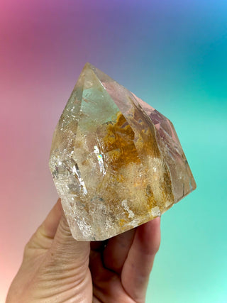 MAGIC TOWER - Golden Healer Quartz w. Black Tourmaline Rutile (18) tumble stone The Crystal Avenues 