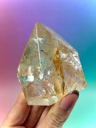 MAGIC TOWER - Golden Healer Quartz w. Black Tourmaline Rutile (18) tumble stone The Crystal Avenues 