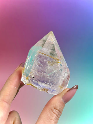 MAGIC TOWER - Golden Healer Quartz w. Epidot & Lavender Amethyst (20) tumble stone The Crystal Avenues 