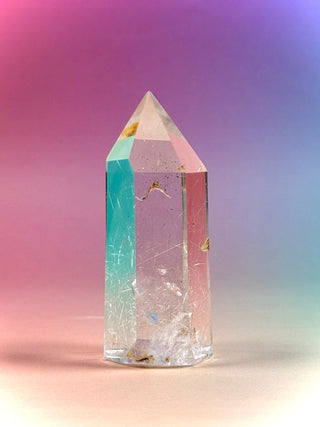 MAGIC TOWER - Golden Healer Quartz w. Rare 'Rabbit Hair' Rutile (7) tumble stone The Crystal Avenues 