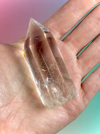 MAGIC TOWER - Golden Healer Quartz w. Rare 'Rabbit Hair' Rutile (7) tumble stone The Crystal Avenues 