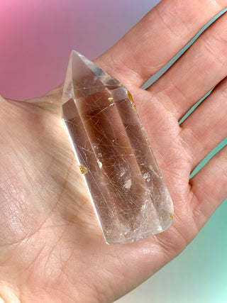 MAGIC TOWER - Golden Healer Quartz w. Rare 'Rabbit Hair' Rutile (7) tumble stone The Crystal Avenues 