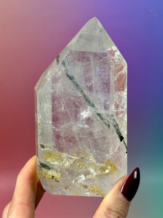 MAGIC TOWER - Golden Healer Quartz with Black Tourmaline Rutile (1A) Tower The Crystal Avenues 