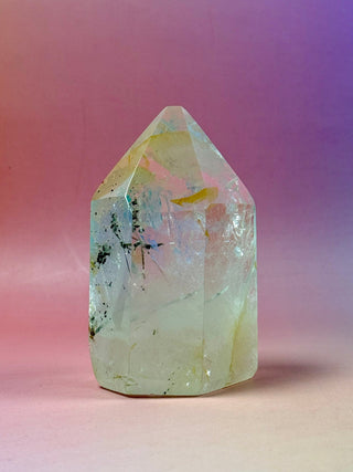 MAGIC TOWER - Golden Healer Quartz with Black Tourmaline Rutile & Epidote (2A) Tower The Crystal Avenues 