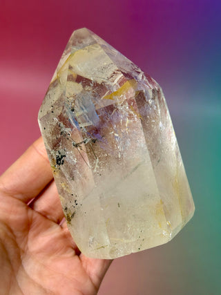 MAGIC TOWER - Golden Healer Quartz with Black Tourmaline Rutile & Epidote (2A) Tower The Crystal Avenues 
