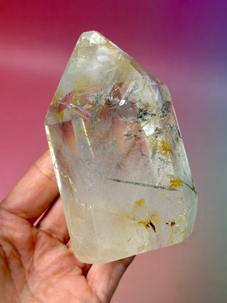 MAGIC TOWER - Golden Healer Quartz with Black Tourmaline Rutile & Epidote (2A) Tower The Crystal Avenues 