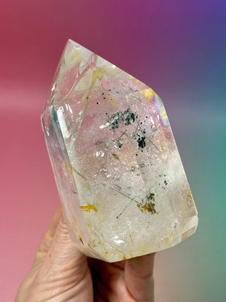 MAGIC TOWER - Golden Healer Quartz with Black Tourmaline Rutile & Epidote (2A) Tower The Crystal Avenues 
