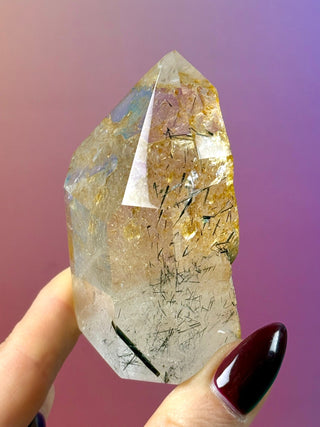 MAGIC TOWER - Golden Healer Quartz with Black Tourmaline Rutile (K) Tower The Crystal Avenues 