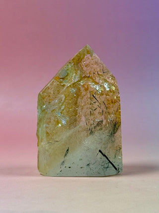 MAGIC TOWER - Golden Healer Quartz with Black Tourmaline Rutile (K) Tower The Crystal Avenues 