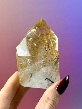 MAGIC TOWER - Golden Healer Quartz with Black Tourmaline Rutile (K) Tower The Crystal Avenues 