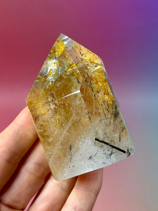 MAGIC TOWER - Golden Healer Quartz with Black Tourmaline Rutile (K) Tower The Crystal Avenues 