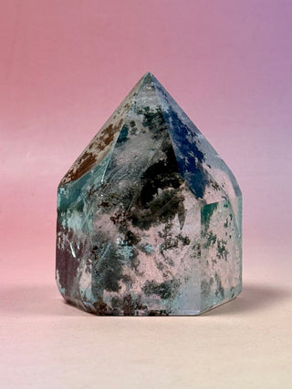 MAGIC TOWER - Golden Rutilated Quartz with Epidote & Chlorite (6A) Tower The Crystal Avenues 