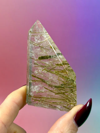 MAGIC TOWER - Green Tourmaline Rutile Quartz (Y) Tower The Crystal Avenues 