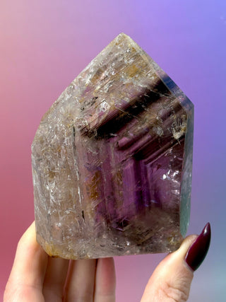 MAGIC TOWER - Smokey Phantom Amethyst with Golden Healer (D) Tower The Crystal Avenues 