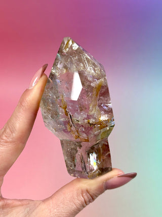 MAGIC TOWER - Smokey Phantom Quartz w. Golden Healer (22) Druze The Crystal Avenues 