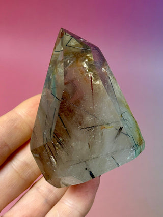 MAGIC TOWER - Smokey Phantom Quartz with Black & Red Rutile (L) Tower The Crystal Avenues 