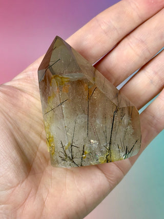 MAGIC TOWER - Smokey Phantom Quartz with Black & Red Rutile (L) Tower The Crystal Avenues 