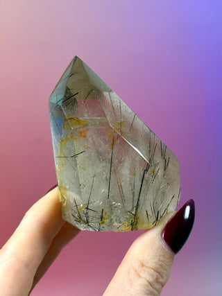 MAGIC TOWER - Smokey Phantom Quartz with Black & Red Rutile (L) Tower The Crystal Avenues 