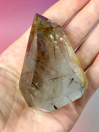 MAGIC TOWER - Smokey Phantom Quartz with Black & Red Rutile (L) Tower The Crystal Avenues 