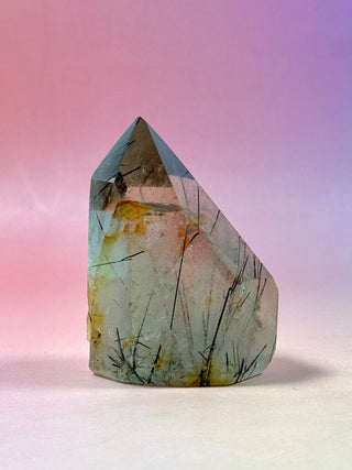 MAGIC TOWER - Smokey Phantom Quartz with Black & Red Rutile (L) Tower The Crystal Avenues 