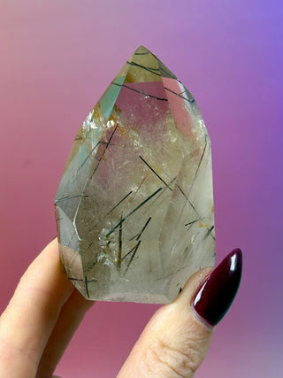 MAGIC TOWER - Smokey Phantom Quartz with Black & Red Rutile (L) Tower The Crystal Avenues 