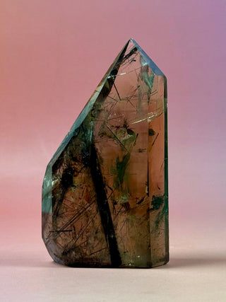 MAGIC TOWER - Smokey Phantom Quartz with Black Rutile (J) Tower The Crystal Avenues 